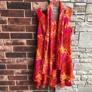 Betsy’s Things Orange Tropical Sundress/Scarf Sz 8